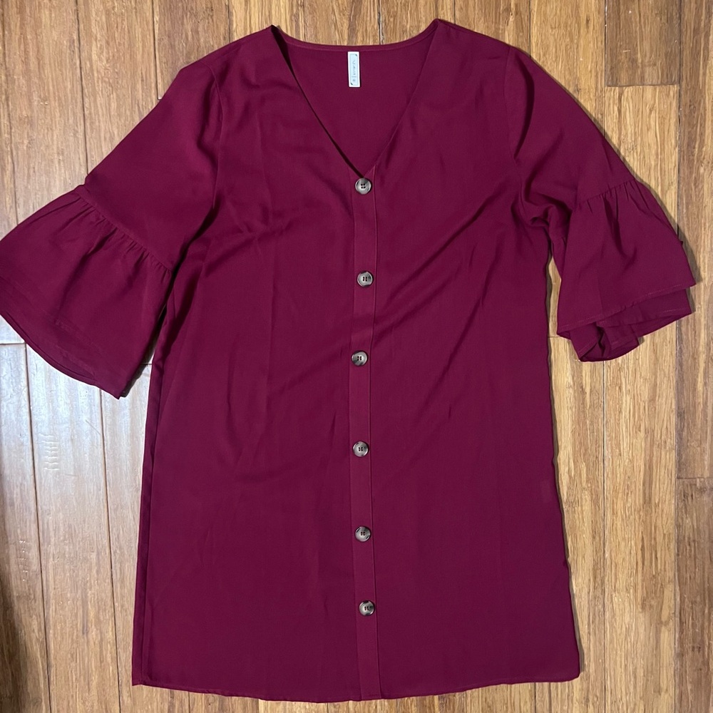 Elegant Burgundy Button-Down Women's Top